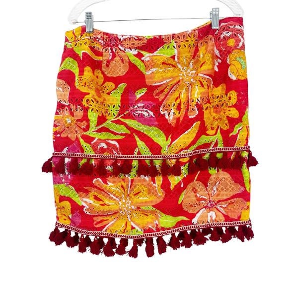 Anthropologie Verb Women's Electra Eyelet Tassel Mini Skirt Multicolor SZ XL NWT - Picture 6 of 12